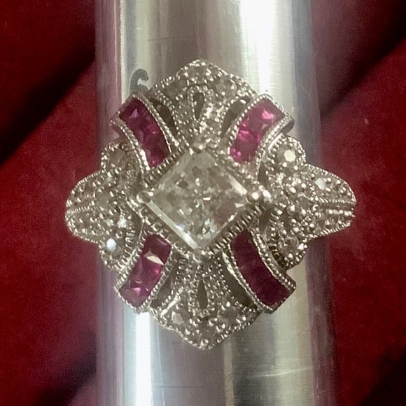 🌸Beautiful Sterling Silver Filigree Pink Cz Ring - Picture 1 of 12